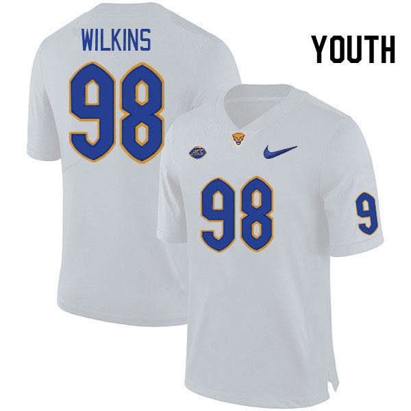 Youth #98 Brock Wilkins Pitt Panthers College Football Jerseys Stitched Sale-White